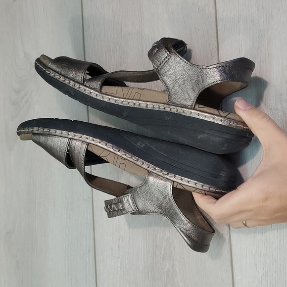 Taos Womens Zenith Pewter Hook&loop Comfort Wedge Sandals shoes sz 7 - Picture 9 of 14